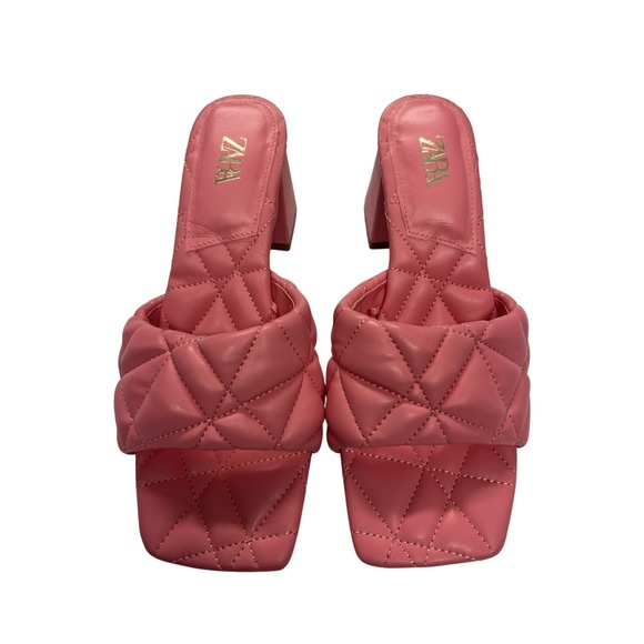 Zara Shoes - Zara Barbie Pink Quilted Block Heels 3 Inch Size 8